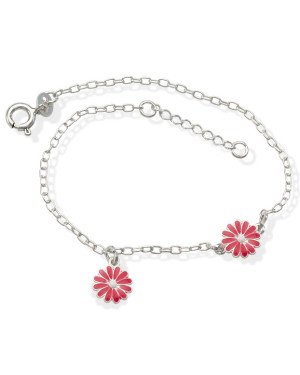 Pulseira AG c/ 2 Margaridas p/ Resina - G3 - 12mm x 200mm - 1.91gr