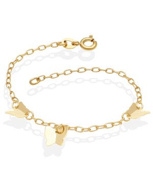 Pulseira c/ 3 Borboletas 10x7.5mm Dobradura - CS - 10mm x 200mm - 1.73gr