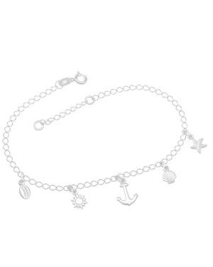 Pulseira AG Losango p/ Ancora c/ Mar Diversos Macicos  - G3 - 13mm x 200mm - 2.22gr