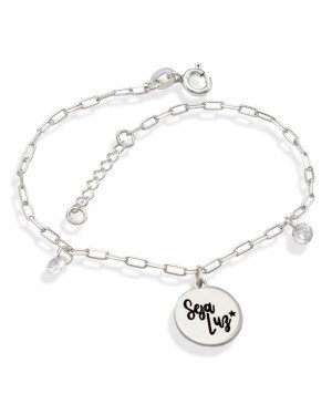 Pulseira AG Cartie p/ Redondo "Seja Luz" 2 Zirconias  - G3 - 16mm x 200mm - 2.41gr