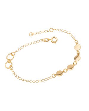 Pulseira Losango p/ 2 Argolas c/ 4 Redondos 6mm Lisos Macicos - CE - 6mm x 200mm - 2.48gr