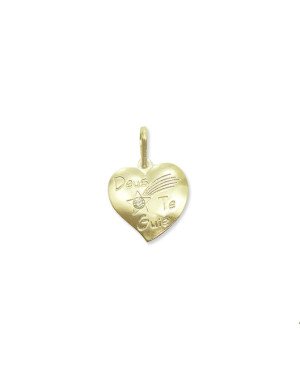 Pingente Coracao Deus Te Guie - 00 - 11mm x 18mm - 1.03gr