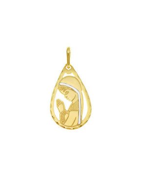 Pingente Madona Diamantada Gota Vazada  - 00 - 13mm x 32mm - 1.31gr