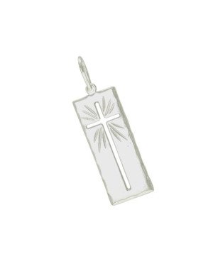 Pingente AG Placa Cruz  Vazada - G1 - 10mm x 33mm - 2.05gr