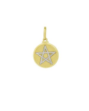 Pingente Medalha c/ Estrela de Salomao (Rodio) - 00 - 15mm x 25mm - 1.60gr