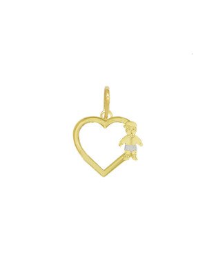Pingente Coracao Vazado com Menino - 00 - 16mm x 21mm - 0.65gr
