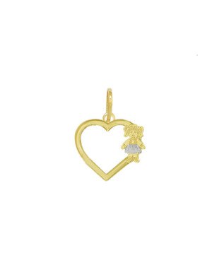 Pingente Coracao Vazado de Menina - 00 - 16mm x 21mm - 0.67gr
