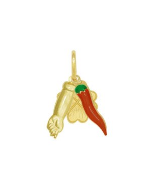Pingente Cacho com Pimenta,Trevo e Figa - 00 - 14mm x 20mm - 2.72gr