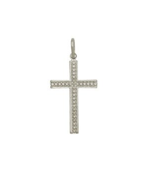 Pingente Cruz Estampada Bolinha com Borda Lisa - G1 - 16mm x 34mm - 1.05gr