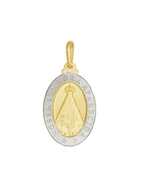 Pingente Nossa Sra Aparecida com Borda Folheado a Prata - 00 - 18mm x 37mm - 3.29gr