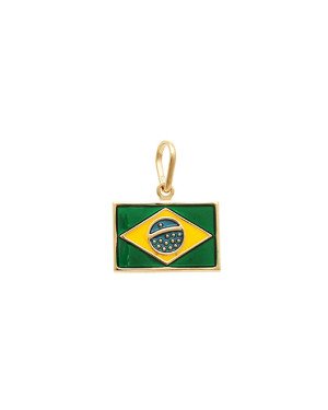 Pingente  Bandeira Brasil com Resina - 00 - 16mm x 20mm - 1.06gr