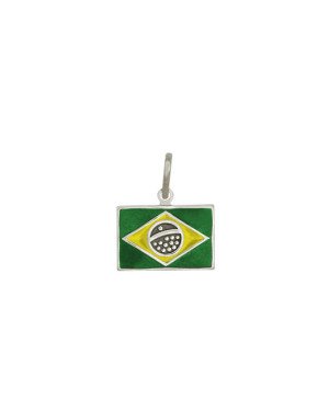 Pingente AG Bandeira Brasil p/ Resina - G5 - 16mm x 20mm - 1.64gr