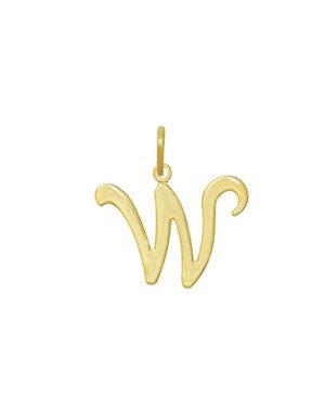 Pingente Letra "W"Media Lisa - 00 - 25mm x 26mm - 0.85gr