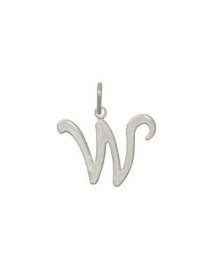 Pingente Letra "W"Media Lisa - G1 - 25mm x 26mm - 1.37gr