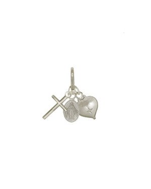 Pingente Cruz, Coracao e N. Sra. das Gracas - G3 - 7mm x 19mm - 1.14gr
