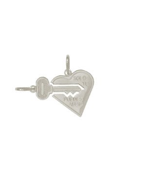 Pingente Duplo com Chave e Coracao - G1 - 23mm x 24mm - 1.83gr