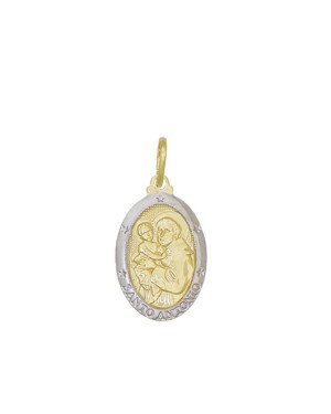 Pingente Oval Santo Antonio com Borda Folheado a Prata - 00 - 14mm x 30mm - 2.03gr