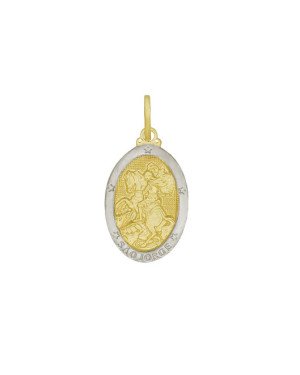Pingente Oval Sao Jorge com Borda - 00 - 14mm x 30mm - 1.92gr