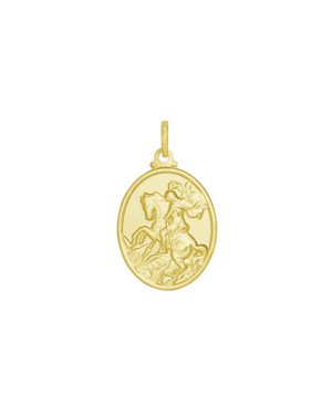 Pingente Oval Sao Jorge Estampado Borda Lisa - 00 - 15mm x 30mm - 1.56gr