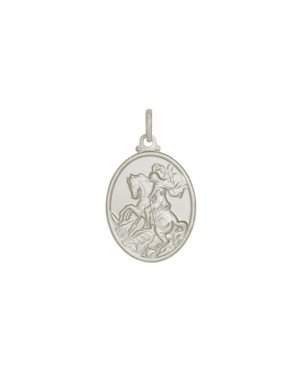 Pingente Oval Sao Jorge Estampado Borda Lisa - G1 - 15mm x 30mm - 1.56gr