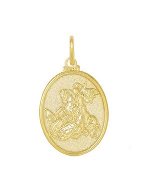 Pingente Oval Sao Jorge Estampado Borda Lisa - 00 - 24mm x 41mm - 2.27gr