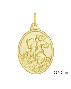 Pingente Oval Sao Jorge Estampado Borda Lisa - 00 - 33mm x 55mm - 4.29gr