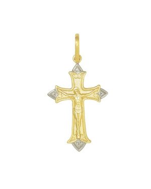 Pingente Cruz com Detalhes na Borda com Cristo - 00 - 19mm x 37mm - 1.80gr