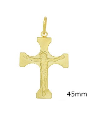Pingente Cruz com Cristo Estampado - 00 - 35mm x 62mm - 2.98gr