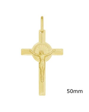 Pingente Cruz com Cristo Detalhe Redondo - 00 - 32mm x 57mm - 4.00gr