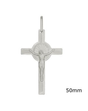 Pingente Cruz com Cristo Detalhe Redondo - G1 - 32mm x 57mm - 4.32gr