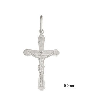 Pingente Cruz com Pontas Redonda com Cristo - G1 - 25mm x 60mm - 4.99gr