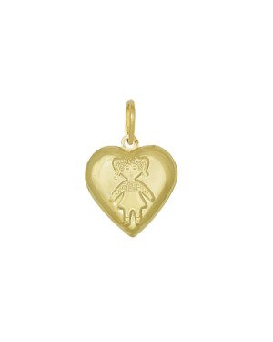 Pingente Coracao Duplo com Menina - 00 - 17mm x 28mm - 1.74gr