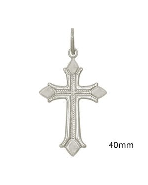 Pingente Cruz Portuguesa com Relevo de Corda - G1 - 27mm x 52mm - 3.56gr