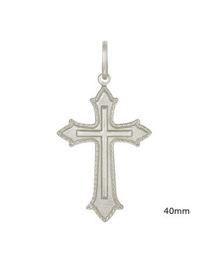 Pingente Cruz Reticulada com Relevo Centro - G1 - 27mm x 52mm - 3.69gr