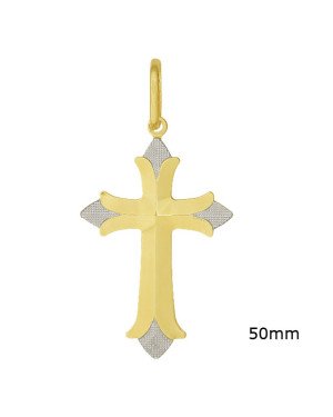 Pingente Cruz Facetada com Pontas Reticuladas - 00 - 34mm x 69mm - 5.06gr