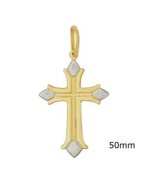 Pingente Cruz com Corda no Centro - 00 - 34mm x 69mm - 5.00gr