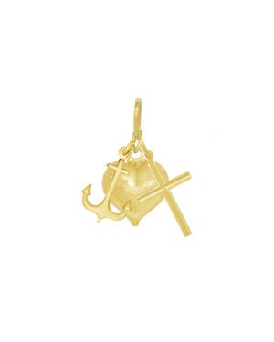 Pingente Coracao, Ancora e Cruz - 00 - 12mm x 26mm - 1.77gr