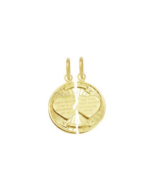 Pingente Cara Metade com Oracao - 00 - 20mm x 30mm - 2.18gr