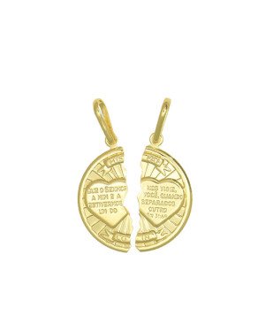 Pingente Cara Metade com Oracao - 00 - 20mm x 30mm - 2.18gr