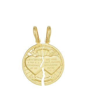 Pingente Cara Metade com Oracao - 00 - 25mm x 35mm - 2.78gr