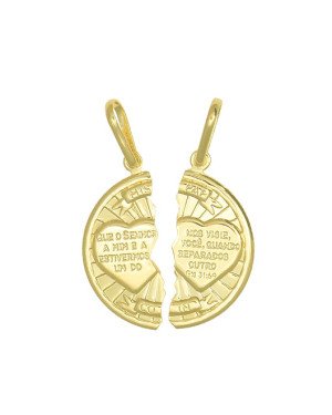 Pingente Cara Metade com Oracao - 00 - 25mm x 35mm - 2.77gr