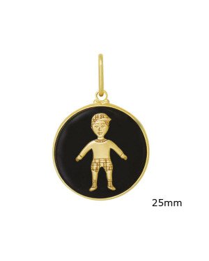 Pingente Redondo com Menino Estampado - 00 - 25mm x 30mm - 3.74gr