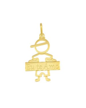 Pingente Menino Vaz c/ Placa Eu Te Amo - 00 - 20mm x 34mm - 1.37gr