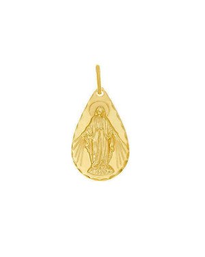 Pingente Gota Nossa Sra das Gracas (Oracao Verso) - 00 - 15mm x 33mm - 2.08gr