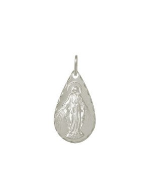 Pingente AG Gota Nossa Sra das Gracas (Oracao Verso) - G1 - 15mm x 18mm - 2.48gr