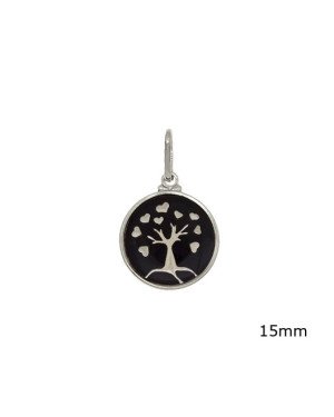 Pingente AG Redondo c/ Arvore da Vida Estampada 15mm - G3 - 15mm x 20mm - 1.64gr
