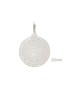 Pingente AG Medalha 25MM c/ Oracao Pai Nosso Portugues - G1 - 25mm x 34mm - 2.67gr
