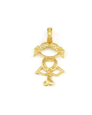 Pingente BF Menina Vaz c/ Zirconia - 00 - 16mm x 32mm - 1.90gr