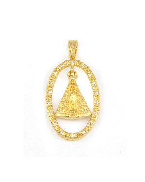 Pingente Fundicao - 18 Zirconia - N.S.Aparecida no Aro  25mm - 00 - 18mm x 37mm - 3.43gr