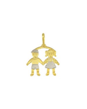Pingente Canga c/ Casal (Rodio) - 00 - 20mm x 20mm - 1.14gr